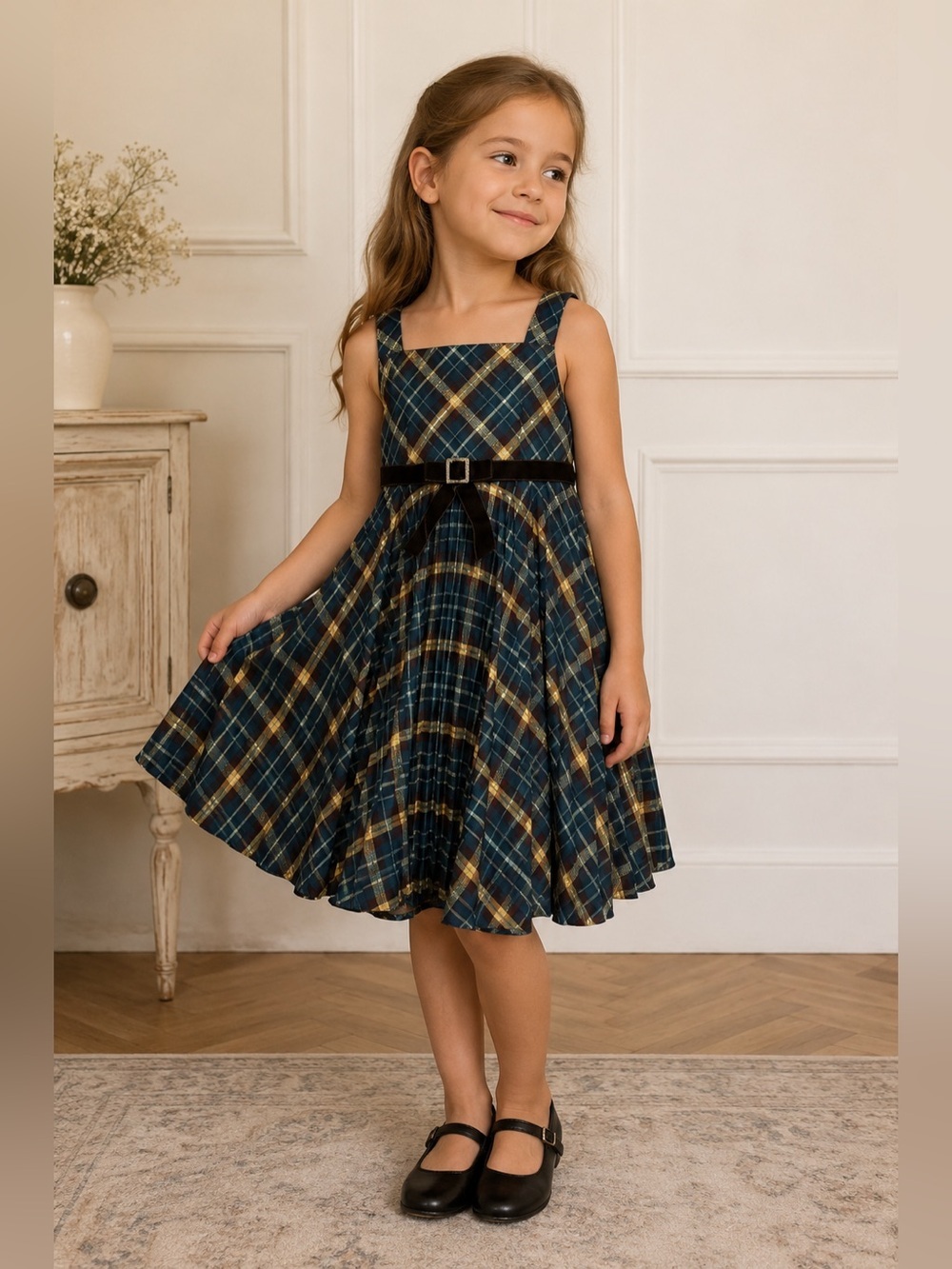 Bonnie Jean Girls Plaid Holiday Dress – Size 6